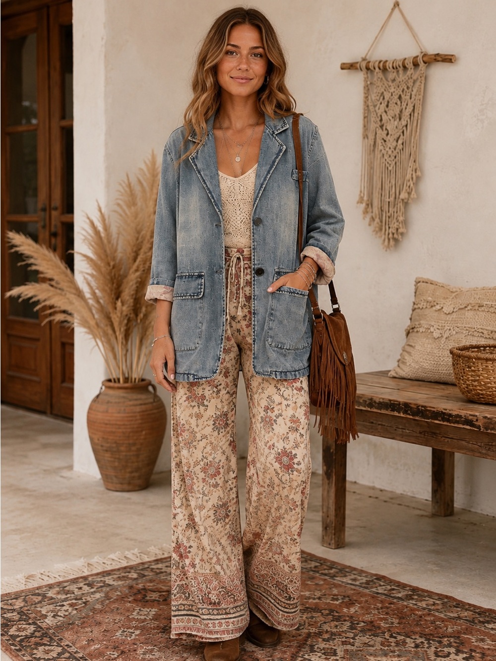 Jaded Gypsy-In/Out Light Blue Chambray Denim Jacket